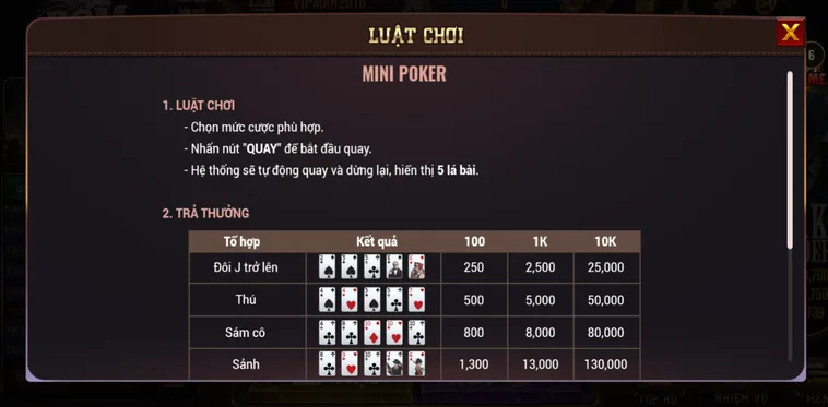 Slot Game Mini Poker Tại BomWin Trải Nghiệm Thú Vị Với Cơ Hội Thắng Lớn Bất Ngờ